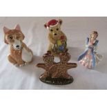 4 Wade figures - limited edition Edward Fox, Collectors Club Christmas Teddy 1997, Gingerbread boy