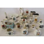 Selection of crested china including 2 with silver rims
