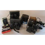 Assorted binoculars and cameras inc Hanimex, Aico, Ensign, Halina & Canadian Kodak Co Ltd