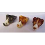 3 early 20th century Royal Worcester ceramic dog whistles