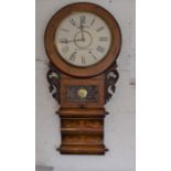 Late 19th century Clidero Northallerton inlaid drop dial wall clock