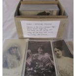 Box containing approximately 350 postcards relating to Actresses and performers inc novelty acts and