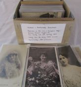 Box containing approximately 350 postcards relating to Actresses and performers inc novelty acts and