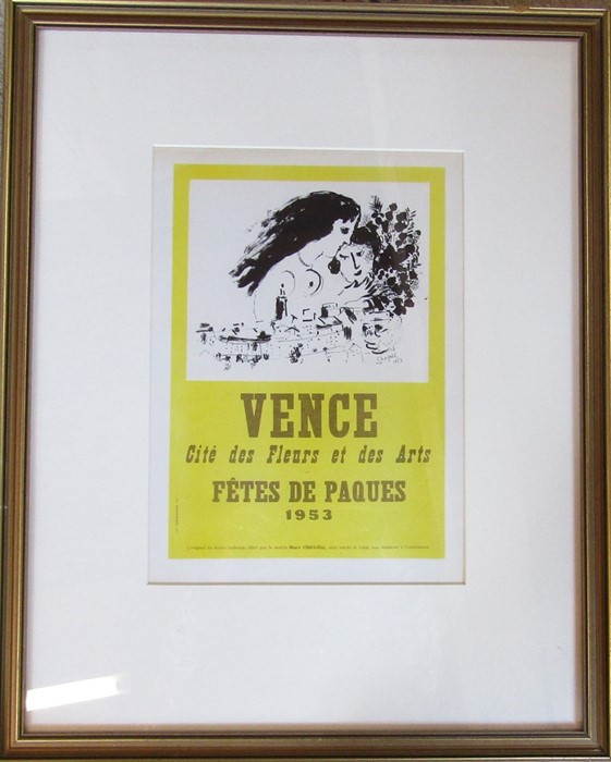 Marc Chagall (1887-1995) framed lithographic print 'Vence' (lithography by Fernand Mourlot France)