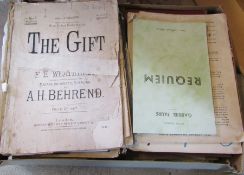 Box of vintage piano sheet music