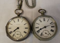 Silver Waltham open face pocket watch & one other white metal pocket watch