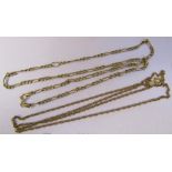 9ct gold figaro necklace L 51 cm weight 3.9 g & a 9ct gold necklace L 56 cm weight 3.4 g