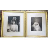 2 gilt framed Victorian prints of a young woman both signed in pencil Joseph B Pratt published by