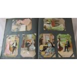 Postcard album containing approximately 300 comic postcards inc plays, books, illustrated songs