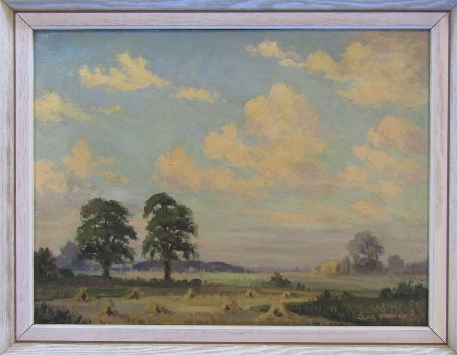 Framed oil on board 'Evening Clouds' by Clive Browne 46 cm x 36 cm (size including frame)