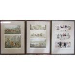3 framed engravings - Old Fashioned sporting prictures and the road in byegone days, The half
