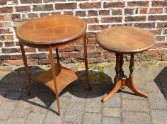 Circular Edwardian occasional table & one other