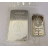 Scottsdale silver .999 fine silver one troy ounce bar and a Heracus Feinsilber 999,0 250g bar (8.