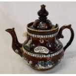 Large Measham  / barge ware teapot entitled "Joseph Smith August 18 1912" (rim a/f) height approx.