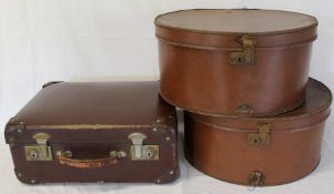 Small vintage suitcase & 2 hat boxes