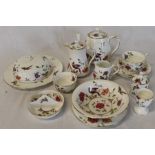 Crown Staffordshire bone china 16 piece breakfast set with exotic birds and floral decoration