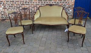 Edwardian salon suite with 4 chairs (one leg on sofa af)