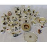 Selection of crested china including Luton straw boater & City of Cardiff "Keep the Home Fires