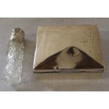 Small silver box Birmingham 1904 & cut glass perfume bottle with silver lid and glass stopper London