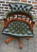 Reproduction Victorian leather button back office chair