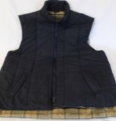 Barbour blue quilted waistcoat with tartan lining size ex large