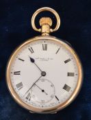 9ct gold case pocket watch Thomas Russell & Son Liverpool with loose plastic lense
