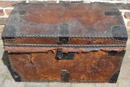 Victorian leather covered trunk