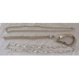 Selection of silver jewellery inc bracelets and necklaces total weight  3.1 ozt (ID bracelet