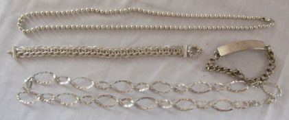 Selection of silver jewellery inc bracelets and necklaces total weight  3.1 ozt (ID bracelet