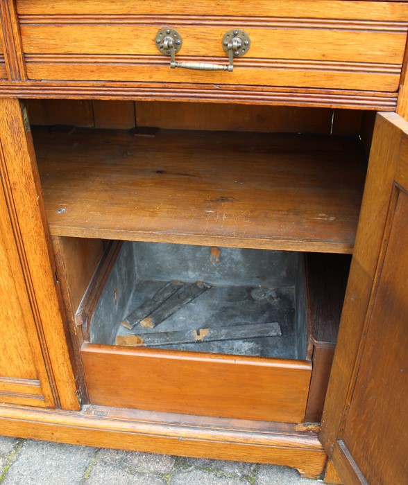 Late Victorian oak mirror back chiffonier with integral wine cooler tray - Image 2 of 2