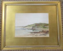 Victorian gilt framed watercolour of a coastal scene by John Nesbitt 1886 65 cm x 53 cm (size