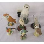 Various owls etc inc Beswick and Royal Doulton & a Harrods truck