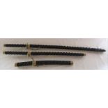 Set of 3 reproduction Japanese swords and scabbards