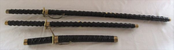 Set of 3 reproduction Japanese swords and scabbards