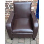 Modern brown leather tub chair