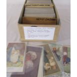 Box of postcards relating to children and childhood artists - 125 postcards featuring childhood