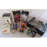 Various collectables inc Legends Marvel figures, VF-11B transformer (missing gun) & Final Fantasy PC