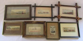 7 framed Stevengraph woven silk pictures - The First Train, The Present Time (showing driver), The