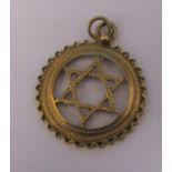 9ct gold star of David pendant weight 2.7 g