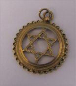 9ct gold star of David pendant weight 2.7 g