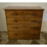 Victorian walnut veneer chest of drawers H 110cm W 116cm D 55cm