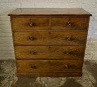 Victorian walnut veneer chest of drawers H 110cm W 116cm D 55cm