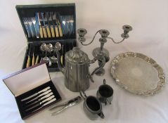 Various silver plate and pewter