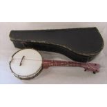 Richter style banjo ukulele / U-King banjolele with metal 'f' slots resonator (patent applied