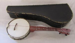 Richter style banjo ukulele / U-King banjolele with metal 'f' slots resonator (patent applied