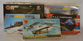 5 Airfix model plan kits including Rockwell B-1B 1:72, Grumman EA-6B Prowler 1:48 etc