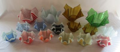 Various glass handkerchief vases