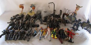 Selection of fantasy / gaming action figures inc Gears of War and Final Fantasy