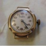 Ladies 9ct gold Bentima star watch (no strap) (case weight 2.6 g)