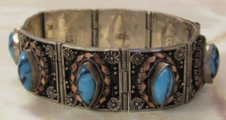 Continental silver and turquoise bracelet weight 1.34 ozt